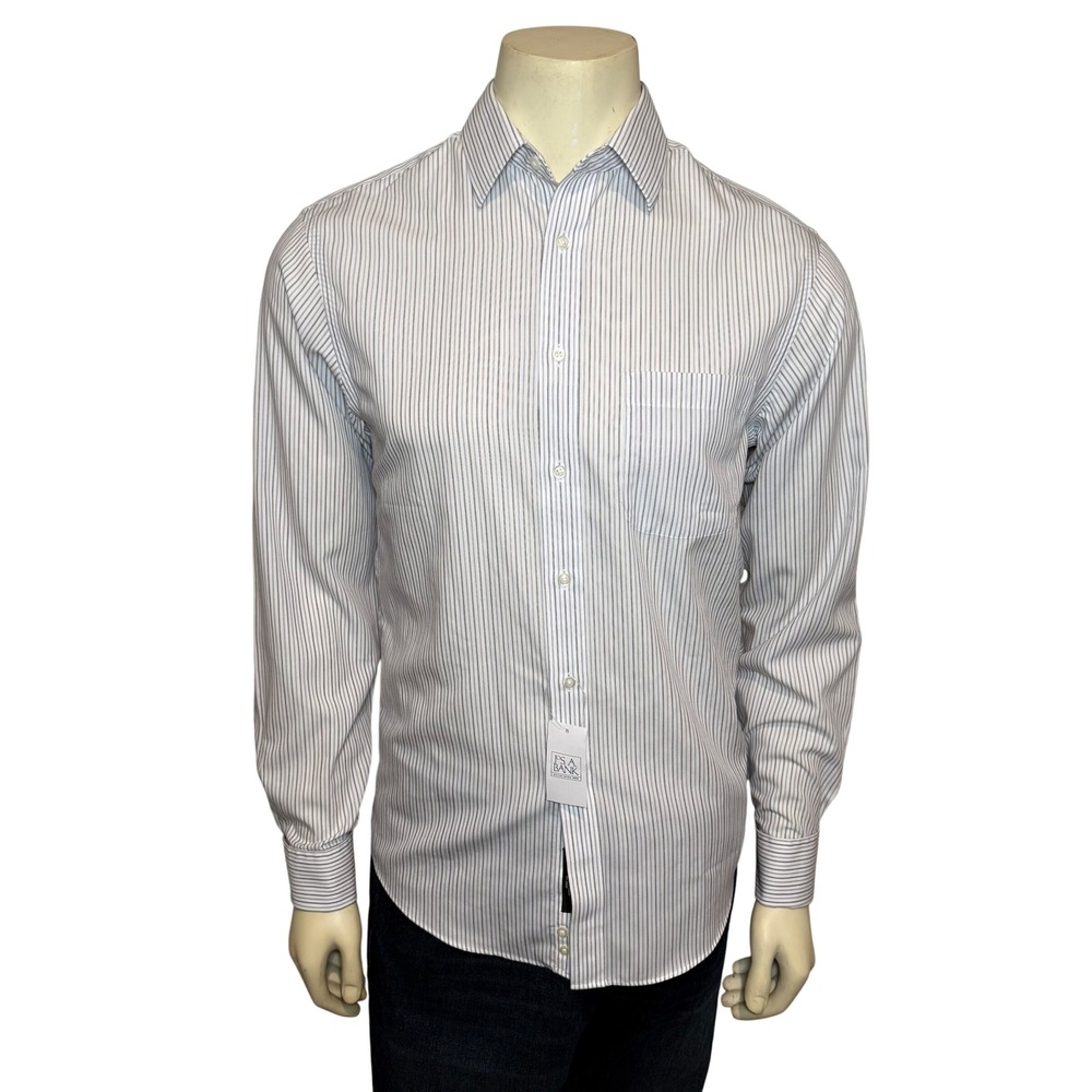 Jos A Bank Travelers Collection Slim Fit Shirt Mens 15 34 Purple White Striped